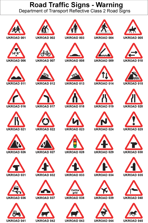 Selection of Traffic warning signs